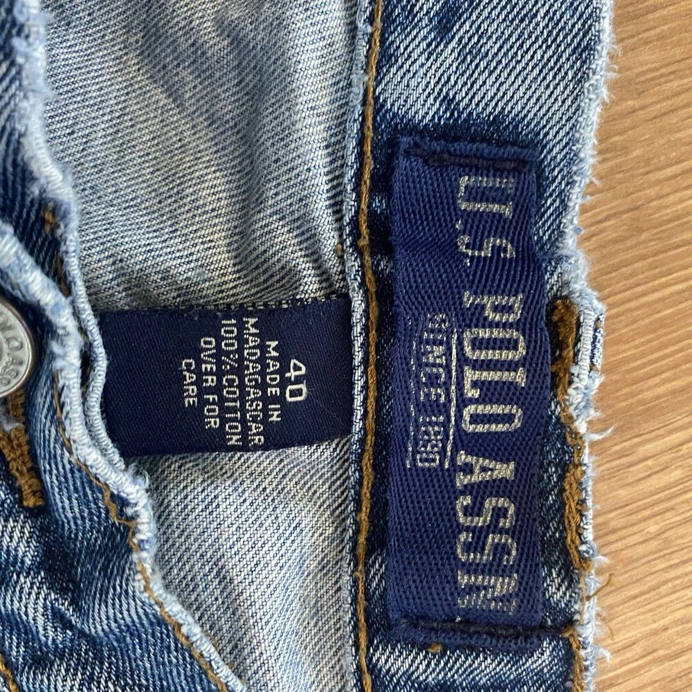 US Polo Assn Denim Y2K Carpenter Shorts Light Wash Size 40 Vintage 90s - Picture 6 of 16